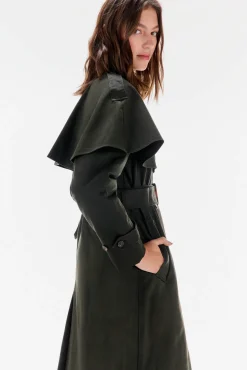 TFP by Tamara Falcó Gabardines|Casacos-Sobretudo longo encerado Verde