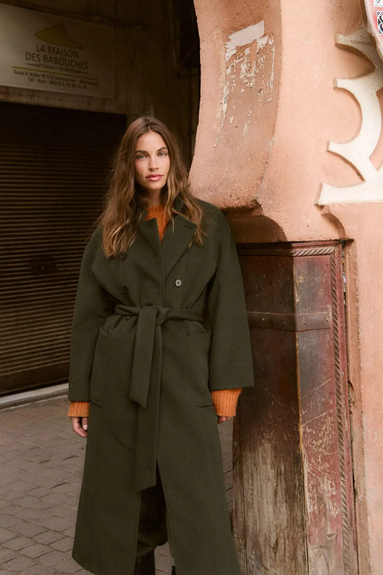 Slowlove Casacos-Sobretudo longo trespassado Verde