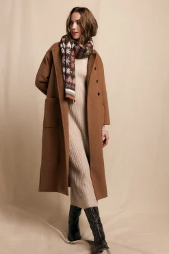 Slowlove Casacos-Sobretudo longo trespassado Tostado