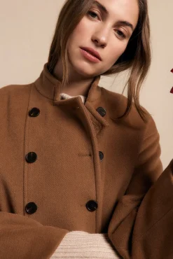 Slowlove Casacos-Sobretudo longo trespassado Tostado