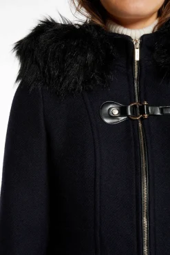 Morgan Sobretudos|Casacos-Sobretudo reto com fecho-éclair e capuz Azul