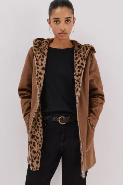 Cortefiel Casacos-Sobretudo reversível com efeito dupla face Castanho