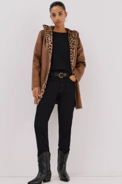 Cortefiel Casacos-Sobretudo reversível com efeito dupla face Castanho