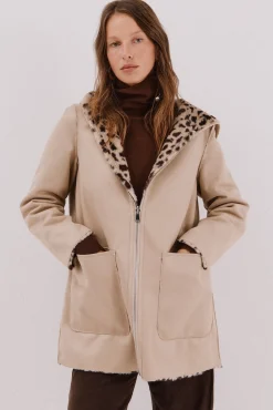 Cortefiel Casacos-Sobretudo reversível com efeito dupla face Ecru