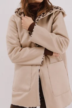 Cortefiel Casacos-Sobretudo reversível com efeito dupla face Ecru