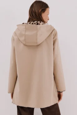 Cortefiel Casacos-Sobretudo reversível com efeito dupla face Ecru