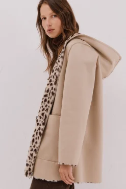 Cortefiel Casacos-Sobretudo reversível com efeito dupla face Ecru