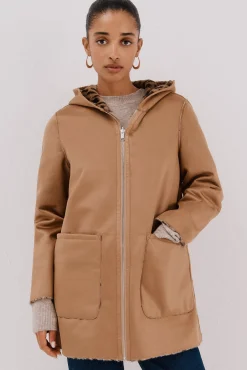 Cortefiel Casacos-Sobretudo reversível com efeito dupla face Tostado