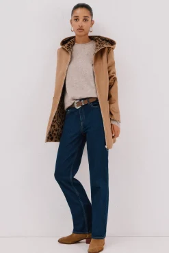 Cortefiel Casacos-Sobretudo reversível com efeito dupla face Tostado