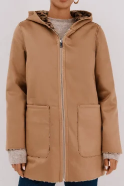 Cortefiel Casacos-Sobretudo reversível com efeito dupla face Tostado