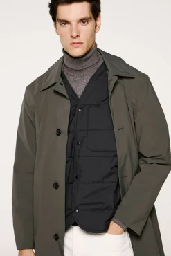 Selected Sobretudos-Sobretudo técnica impermeável com colete removível Cinzento