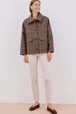 Cortefiel Casacos-Sobretudo tecido curto Castanho