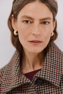 Cortefiel Casacos-Sobretudo tecido curto Castanho