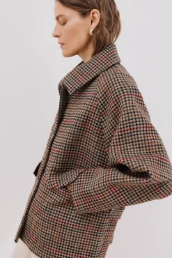 Cortefiel Casacos-Sobretudo tecido curto Castanho