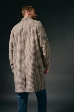 OOTO Sobretudos-Sobretudo xadrez inglês Tostado