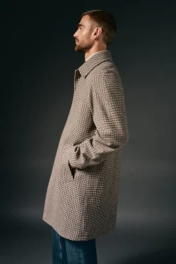 OOTO Sobretudos-Sobretudo xadrez inglês Tostado