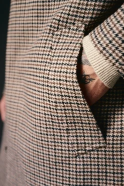 OOTO Sobretudos-Sobretudo xadrez inglês Tostado