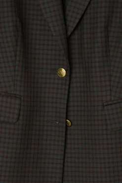 Silbon Casacos-Sobretudo xadrez longo clássico Verde