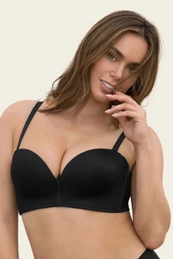 Leonisa Roupa Interior-Soutien antigravidade sem alças - Nova edição - Suporte máximo - Não escorrega preto