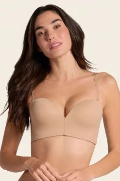 Leonisa Roupa Interior-Soutien antigravidade sem alças - Nova edição - Suporte máximo - Não escorrega bege
