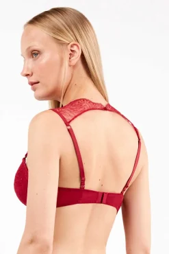 Gisela Roupa Interior-Soutien balconette com alças removíveis vermelho