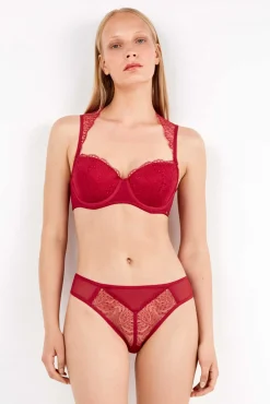Gisela Roupa Interior-Soutien balconette com alças removíveis vermelho