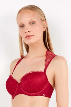 Gisela Roupa Interior-Soutien balconette com alças removíveis vermelho