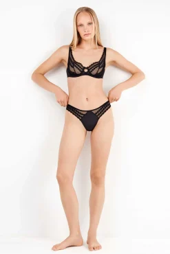 Gisela Roupa Interior-Soutien balconette sem enchimento preto