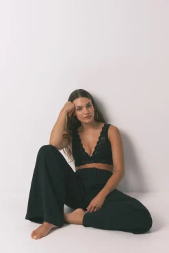 Women'secret Roupa Interior-Soutien bralette halter única em renda preta preto