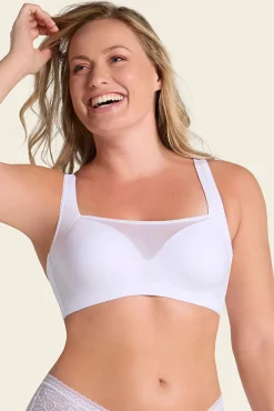 Leonisa Roupa Interior-Soutien Brastop com boa cobertura de cavas e costas branco