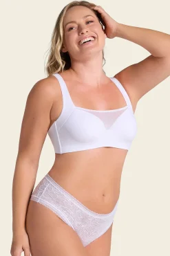 Leonisa Roupa Interior-Soutien Brastop com boa cobertura de cavas e costas branco