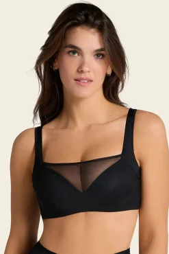 Leonisa Roupa Interior-Soutien Brastop com boa cobertura de cavas e costas preto