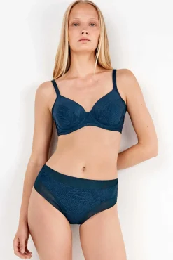 Gisela Roupa Interior-Soutien Capacity em tom azul petróleo estampado