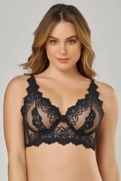 Leonisa Roupa Interior-Soutien de renda e bralette preto