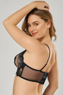 Leonisa Roupa Interior-Soutien de renda e bralette preto