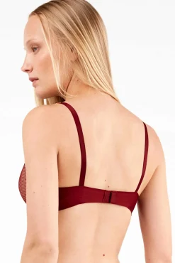 Gisela Roupa Interior-Soutien de renda floral com efeito push-up vermelho