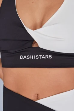 Dash and Stars Roupa Interior-Soutien desportivo 4D Stretch e branco preto