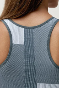 Born Living Yoga T-Shirts-Soutien desportivo top Athena Stormy Grey/White estampado