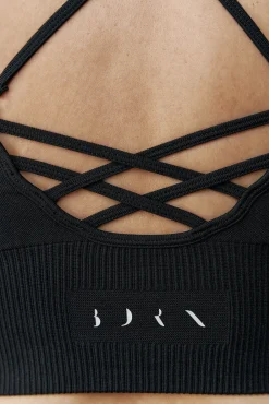 Born Living Yoga T-Shirts-Soutien desportivo top India Black preto