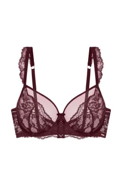 Dorina Roupa Interior-Soutien Lyra Satin com cobertura total e sem enchimento vermelho