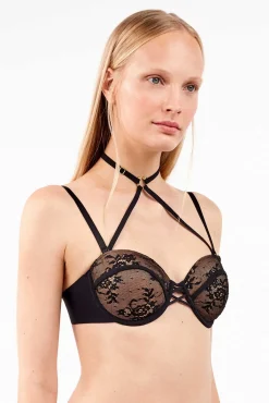 Gisela Roupa Interior-Soutien multiposicional All Over renda preta preto