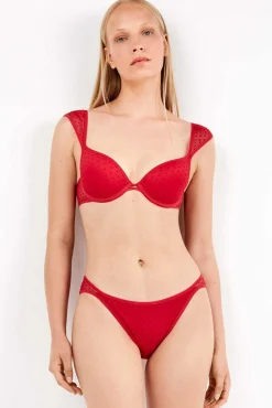 Gisela Roupa Interior-Soutien push-up em plumeti tule vermelho