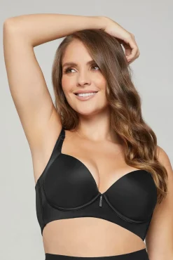 Leonisa Roupa Interior-Soutien push-up macio com alta cobertura nas cavas e costas. Sutiã com Cobertura preto