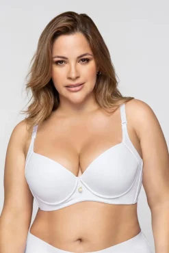 Leonisa Roupa Interior-Soutien push-up macio com alta cobertura nas cavas e costas. Sutiã com Cobertura branco