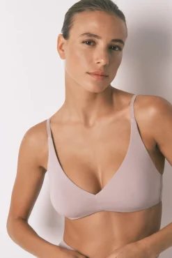 Women'secret Roupa Interior-Soutien triangular de algodão bege vison