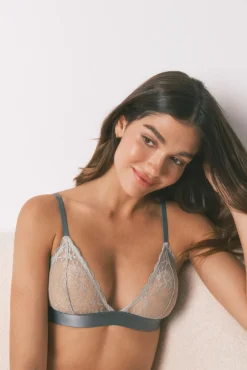 Women'secret Roupa Interior-Soutien triangular de renda NATURAL verde