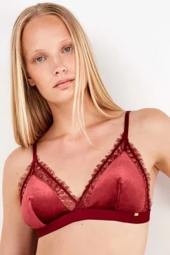 Gisela Roupa Interior-Soutien triangular de veludo vermelho