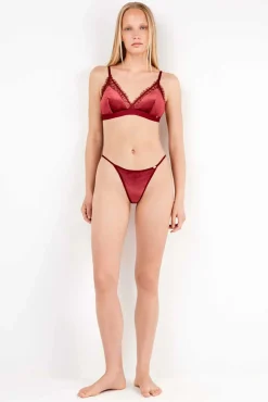 Gisela Roupa Interior-Soutien triangular de veludo vermelho