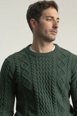 PuroEGO Camisolas-Suéter Aran com gola redonda Verde