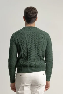 PuroEGO Camisolas-Suéter Aran com gola redonda Verde